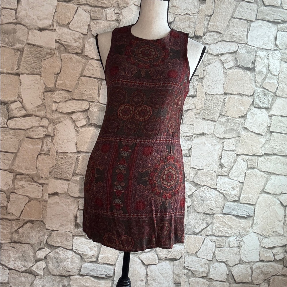 Ecote Red and Black Patterned Mini Dress